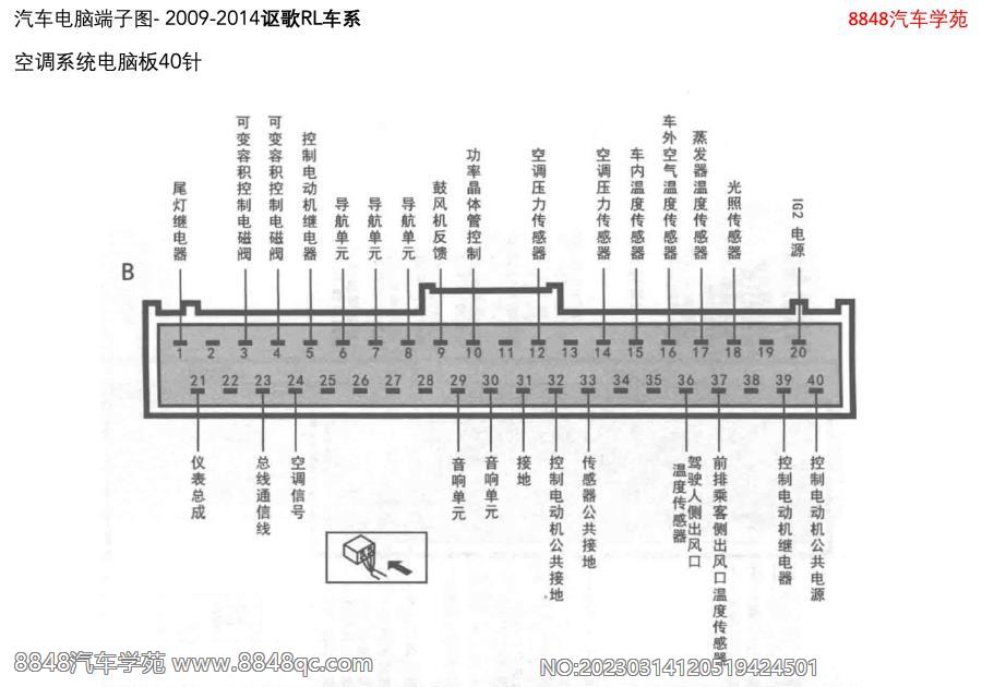 2009-2014讴歌RL-空调系统电脑板40针 